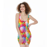 Colorful Balloon Pattern Print Sleeveless Bodycon Dress