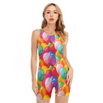 Colorful Balloon Pattern Print Sleeveless One Piece Swimsuit