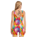 Colorful Balloon Pattern Print Sleeveless One Piece Swimsuit