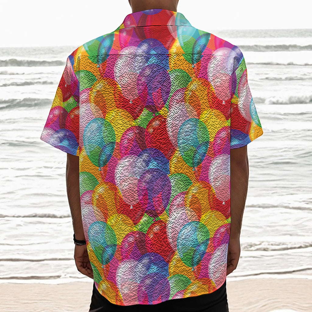 Colorful Balloon Pattern Print Textured Short Sleeve Shirt