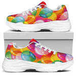 Colorful Balloon Pattern Print White Chunky Shoes