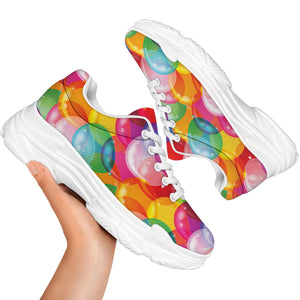 Colorful Balloon Pattern Print White Chunky Shoes