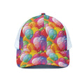 Colorful Balloon Pattern Print White Mesh Trucker Hat
