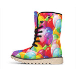 Colorful Balloon Pattern Print Winter Boots