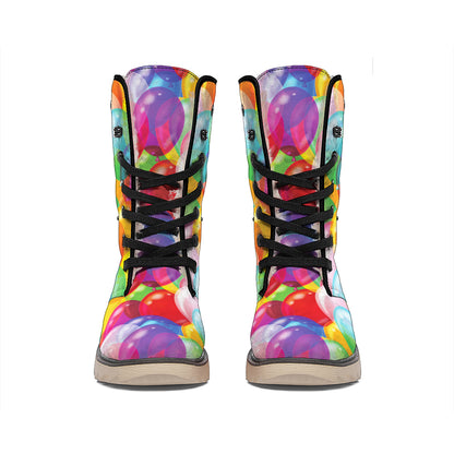 Colorful Balloon Pattern Print Winter Boots