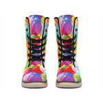 Colorful Balloon Pattern Print Winter Boots