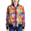 Colorful Balloon Pattern Print Women's Bomber Jacket