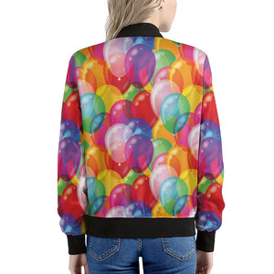 Colorful Balloon Pattern Print Women's Bomber Jacket