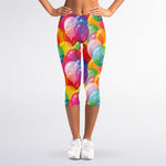 Colorful Balloon Pattern Print Women's Capri Leggings