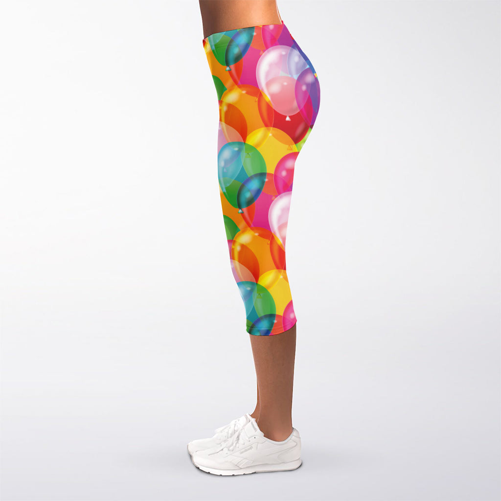 Colorful Balloon Pattern Print Women's Capri Leggings