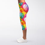 Colorful Balloon Pattern Print Women's Capri Leggings