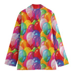 Colorful Balloon Pattern Print Women's Cotton Blazer