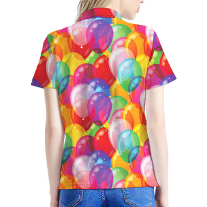 Colorful Balloon Pattern Print Women's Polo Shirt