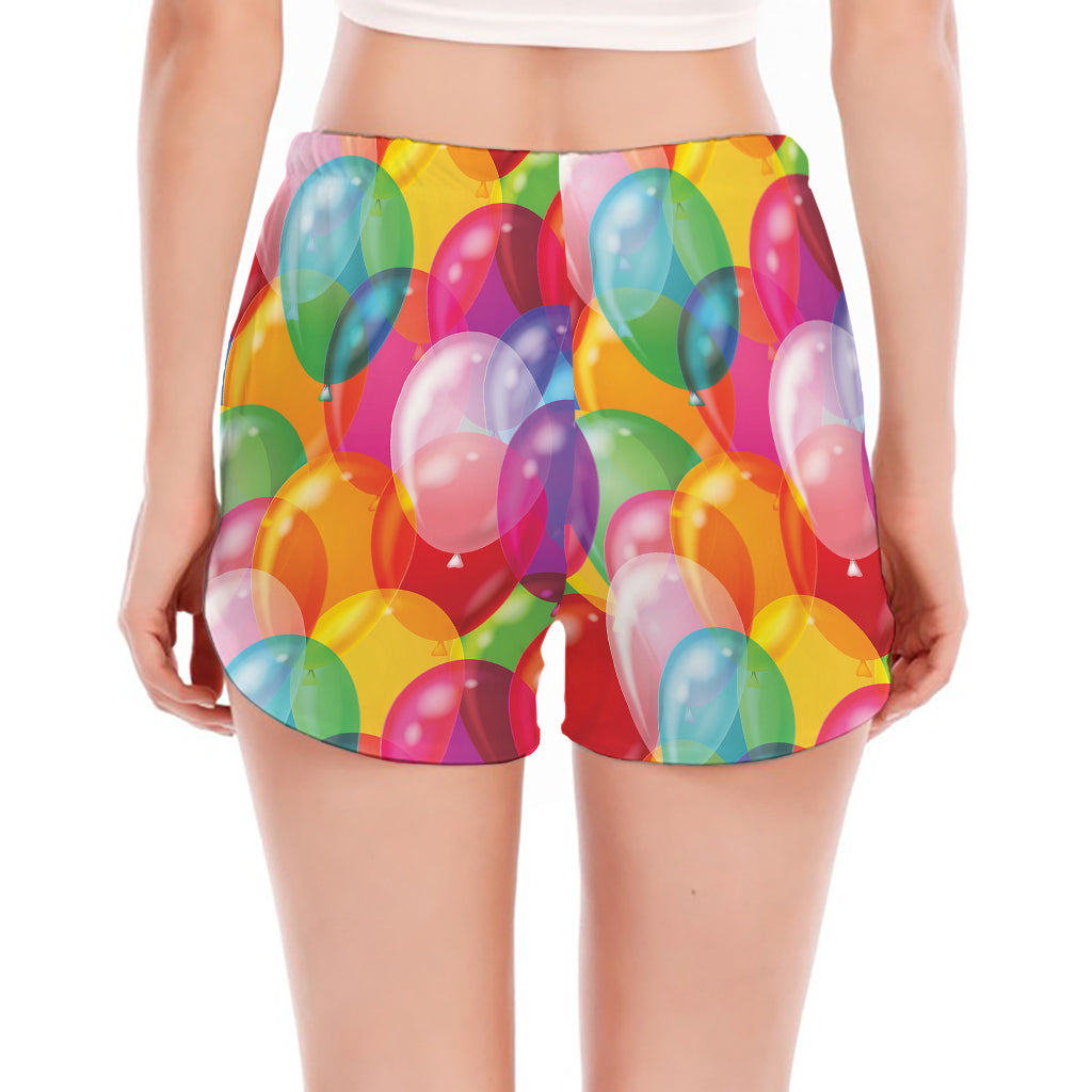 Colorful Balloon Pattern Print Women's Split Running Shorts
