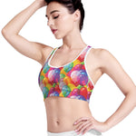 Colorful Balloon Pattern Print Women's Sports Bra