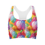 Colorful Balloon Pattern Print Women's Sports Bra