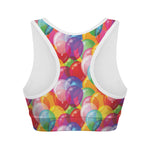 Colorful Balloon Pattern Print Women's Sports Bra