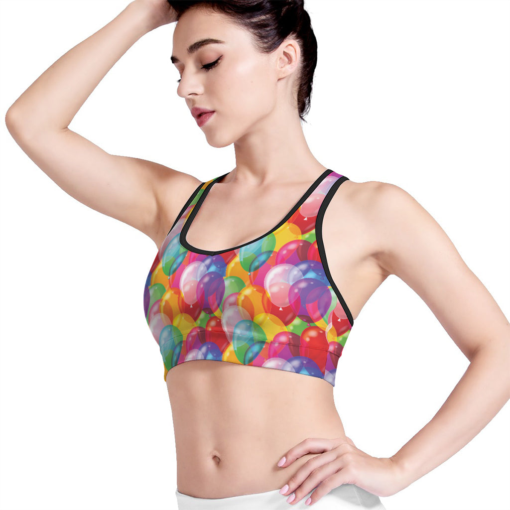 Colorful Balloon Pattern Print Women's Sports Bra