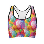 Colorful Balloon Pattern Print Women's Sports Bra
