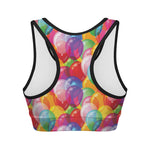 Colorful Balloon Pattern Print Women's Sports Bra