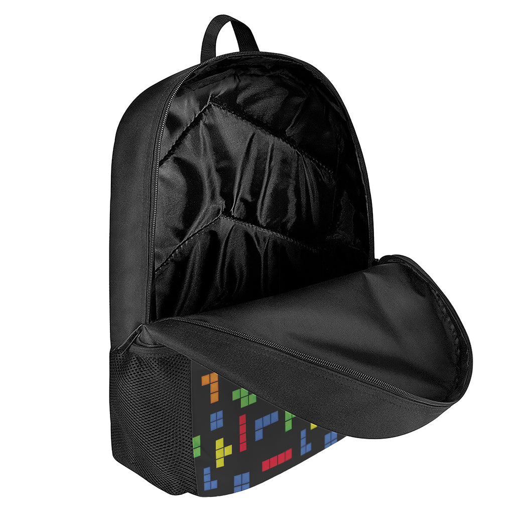 Colorful Block Puzzle Game Pattern Print 17 Inch Backpack