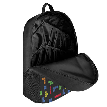 Colorful Block Puzzle Game Pattern Print 17 Inch Backpack