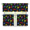 Colorful Block Puzzle Game Pattern Print 3 Piece Kitchen Curtains