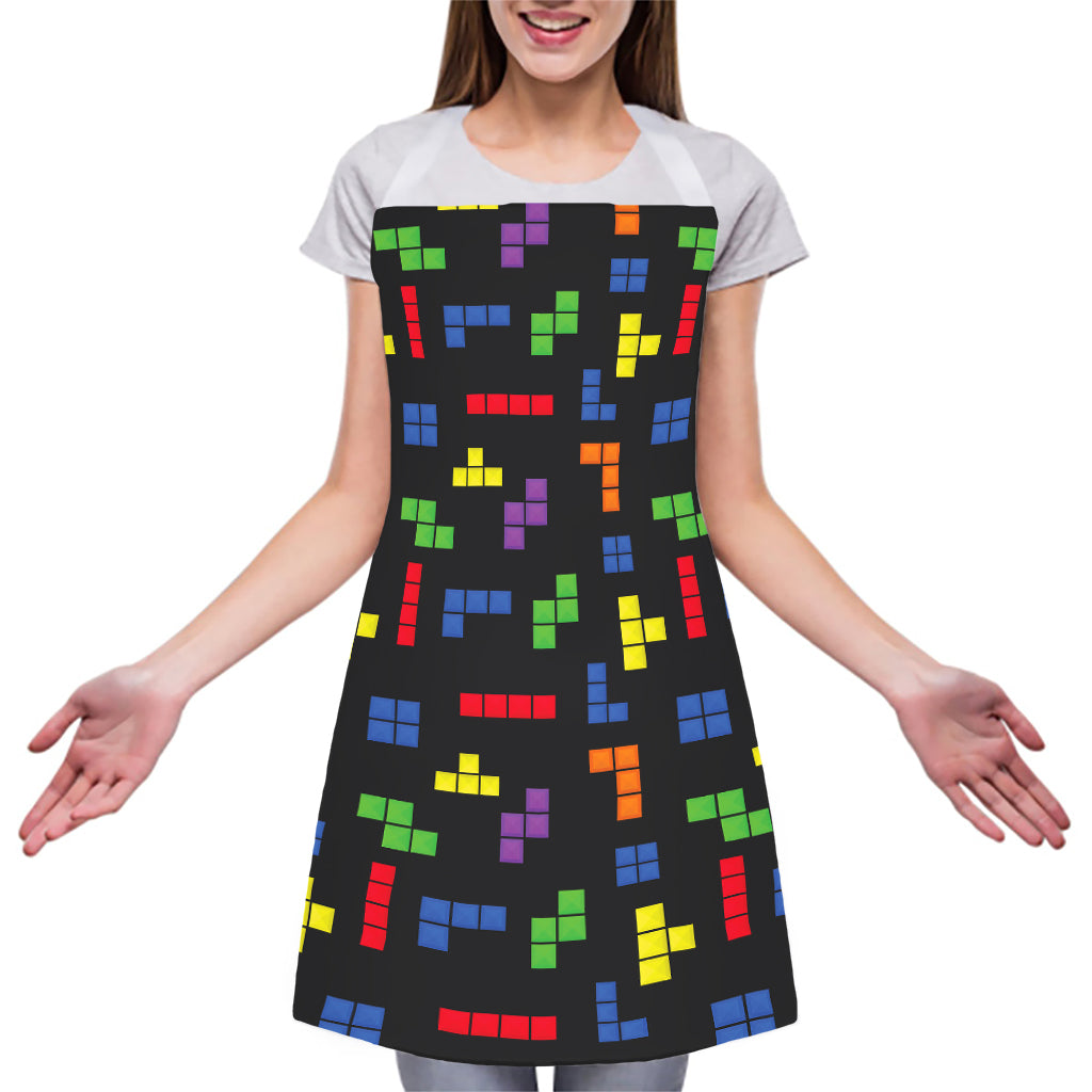 Colorful Block Puzzle Game Pattern Print Adjustable Apron