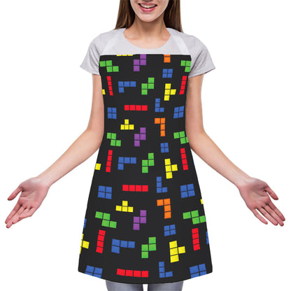 Colorful Block Puzzle Game Pattern Print Adjustable Apron