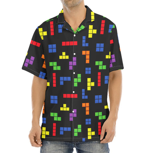 Colorful Block Puzzle Game Pattern Print Aloha Shirt