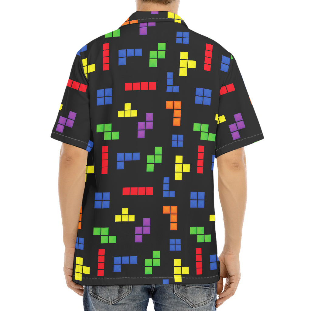 Colorful Block Puzzle Game Pattern Print Aloha Shirt