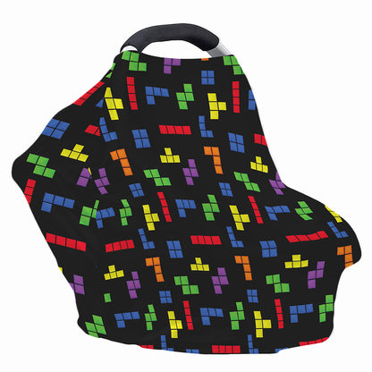 Colorful Block Puzzle Game Pattern Print Baby Seat Cover