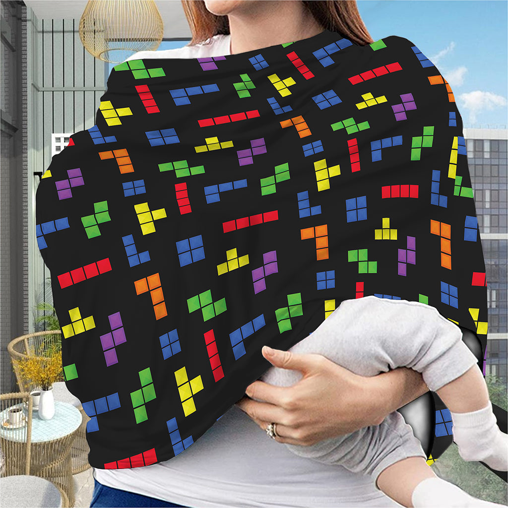 Colorful Block Puzzle Game Pattern Print Baby Seat Cover