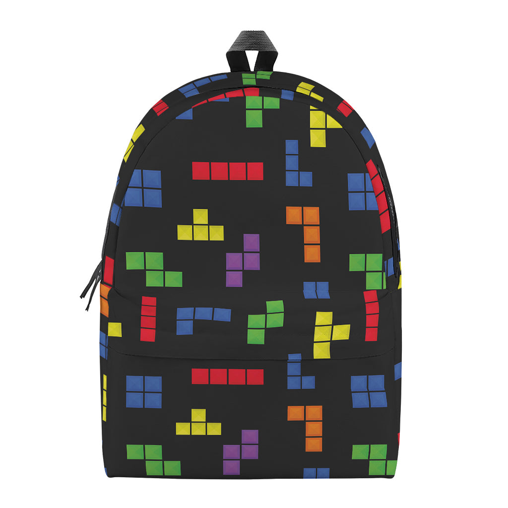 Colorful Block Puzzle Game Pattern Print Backpack