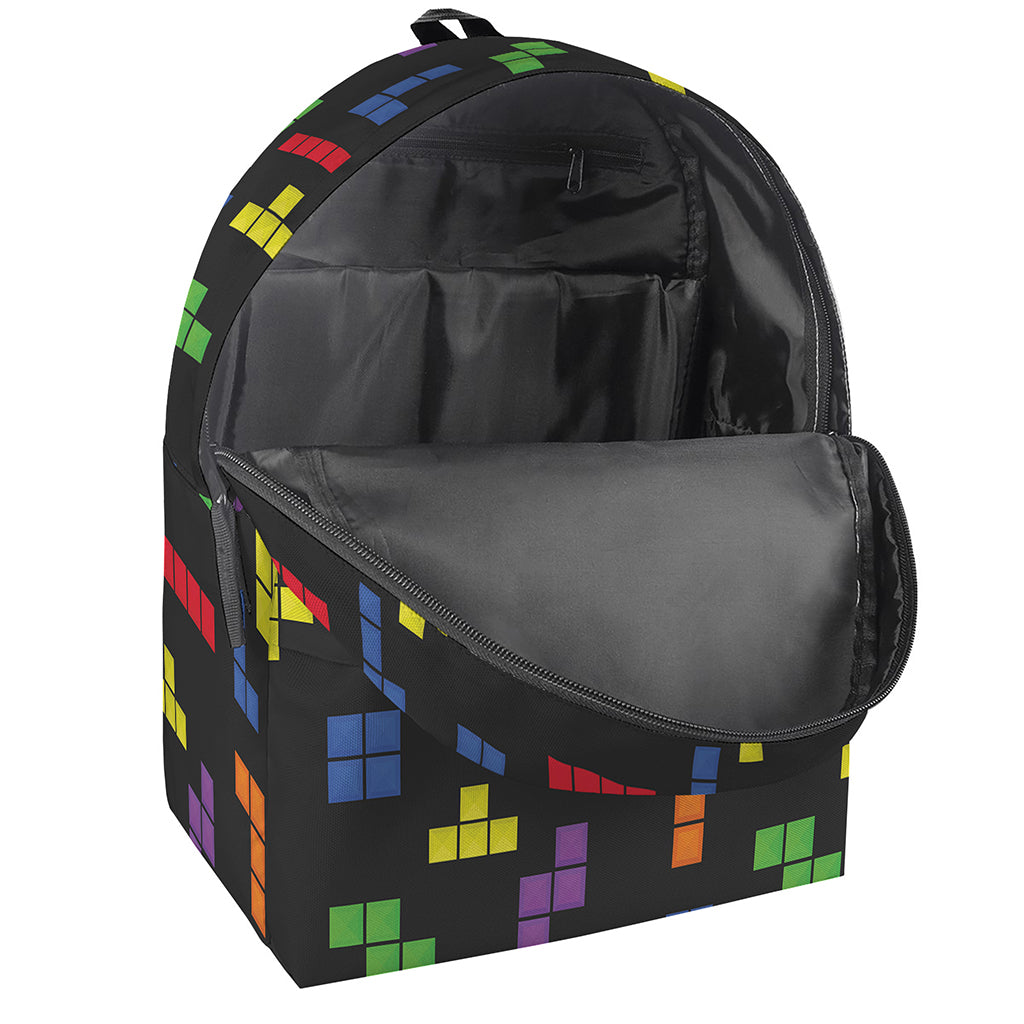 Colorful Block Puzzle Game Pattern Print Backpack
