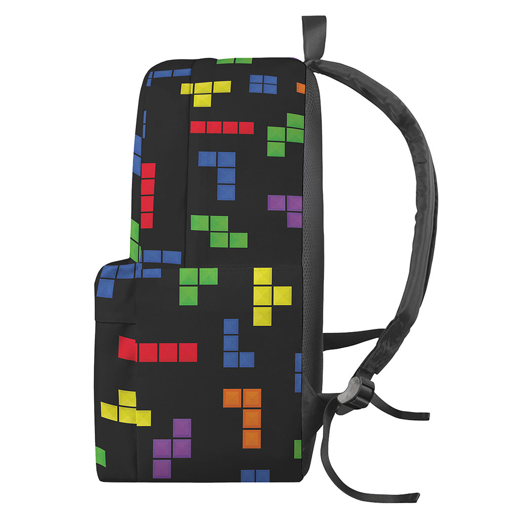 Colorful Block Puzzle Game Pattern Print Backpack