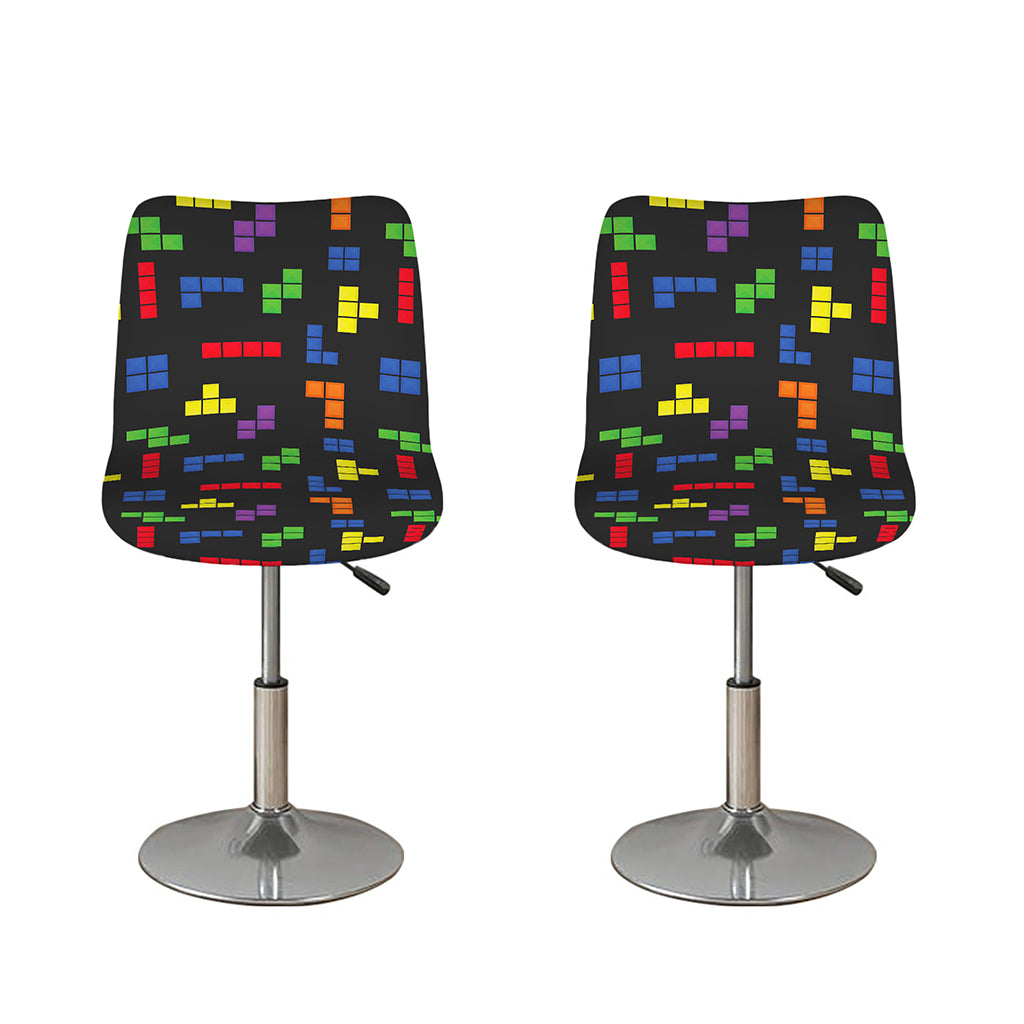 Colorful Block Puzzle Game Pattern Print Bar Stool Covers