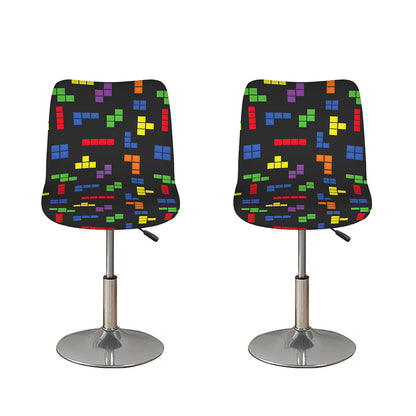 Colorful Block Puzzle Game Pattern Print Bar Stool Covers