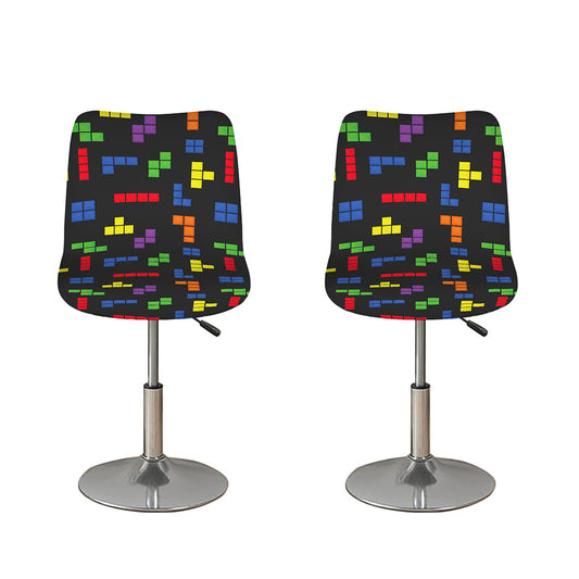 Colorful Block Puzzle Game Pattern Print Bar Stool Covers