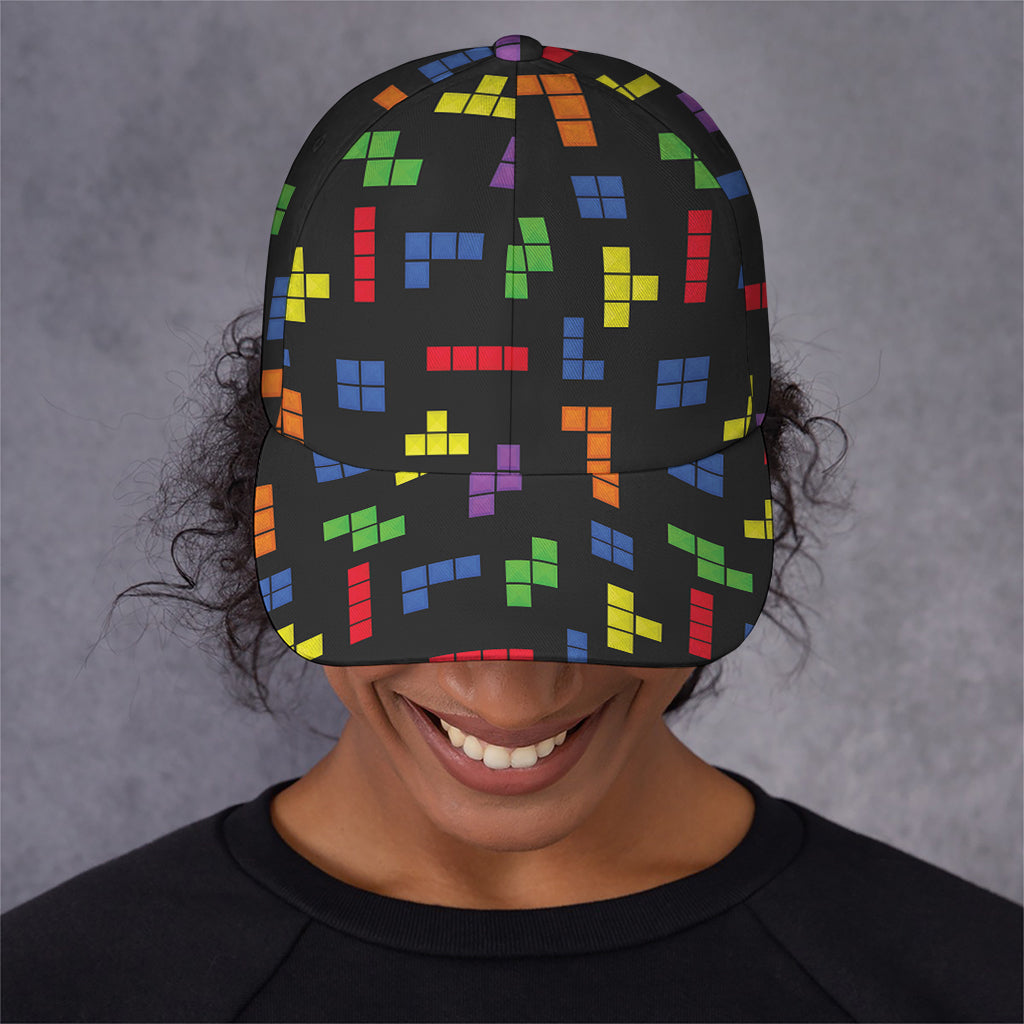 Colorful Block Puzzle Game Pattern Print Baseball Cap