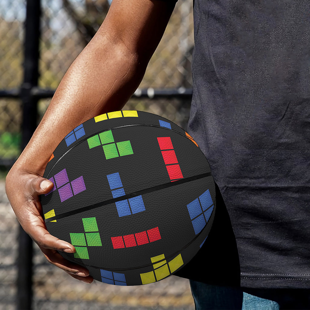Colorful Block Puzzle Game Pattern Print Basketball