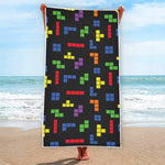 Colorful Block Puzzle Game Pattern Print Beach Towel
