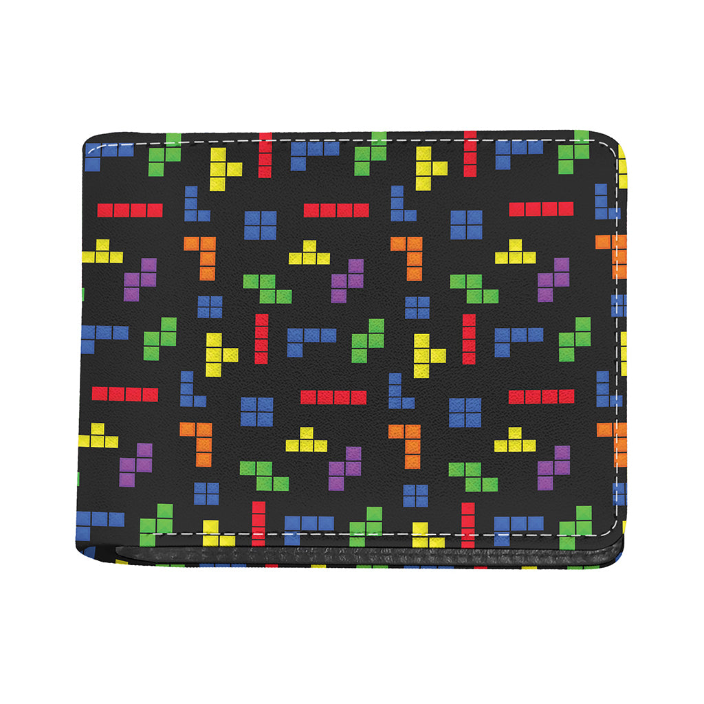 Colorful Block Puzzle Game Pattern Print Bifold Wallet