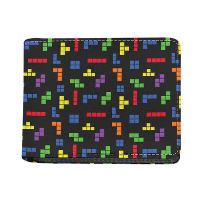 Colorful Block Puzzle Game Pattern Print Bifold Wallet