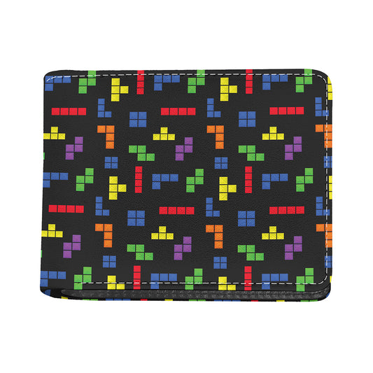 Colorful Block Puzzle Game Pattern Print Bifold Wallet