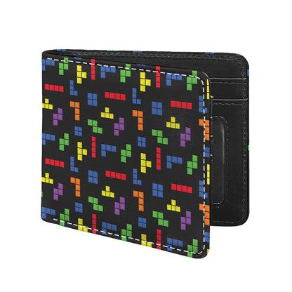 Colorful Block Puzzle Game Pattern Print Bifold Wallet