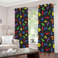 Colorful Block Puzzle Game Pattern Print Dimout Grommet Curtains