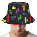 Colorful Block Puzzle Game Pattern Print Bucket Hat