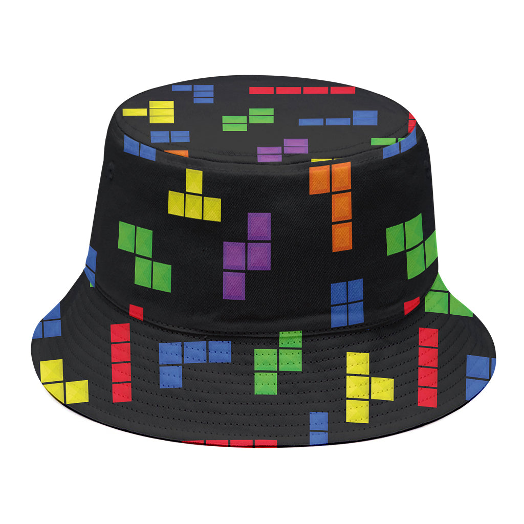 Colorful Block Puzzle Game Pattern Print Bucket Hat