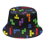 Colorful Block Puzzle Game Pattern Print Bucket Hat